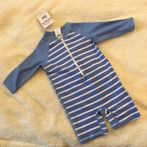Ruggedbutts Boys Blue Stripe Rash Guard Swimsuit